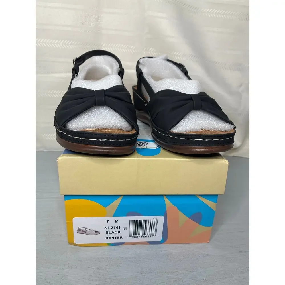 Easy Street Jupiter Slingback Comfort Sandals Black Womens Size 7M